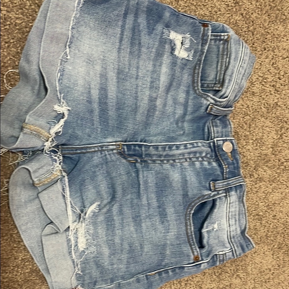 Distressed Light Blue Denim Shorts